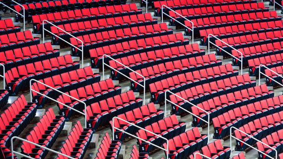 Empty seats in football stadium